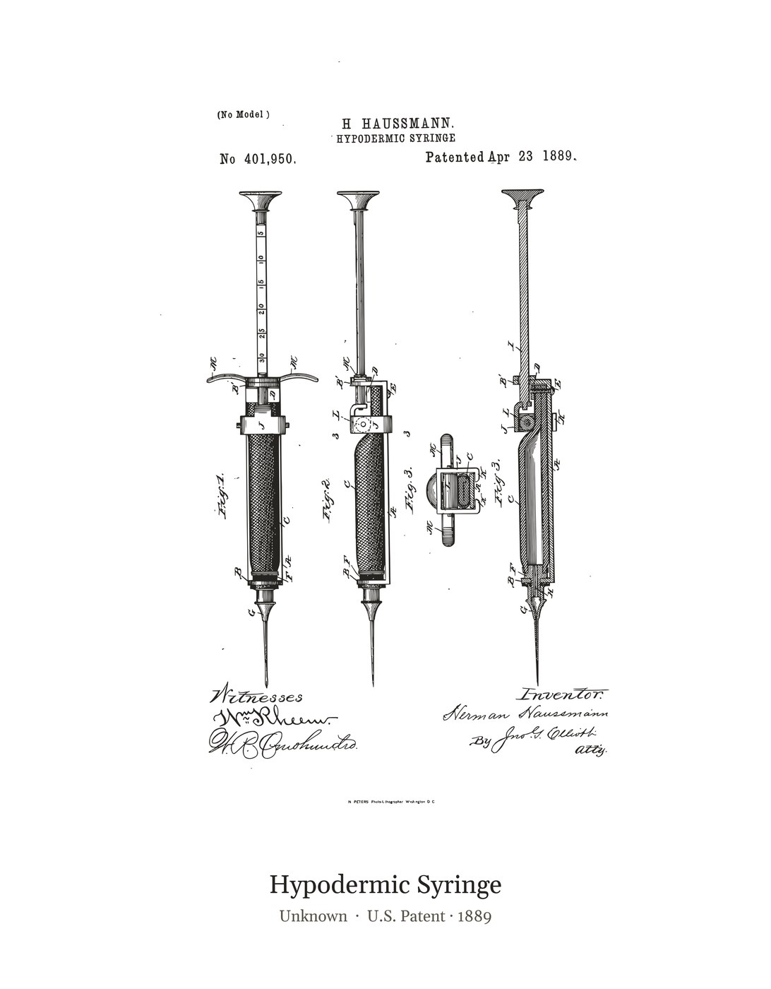 Hypodermic Syringe patent art print