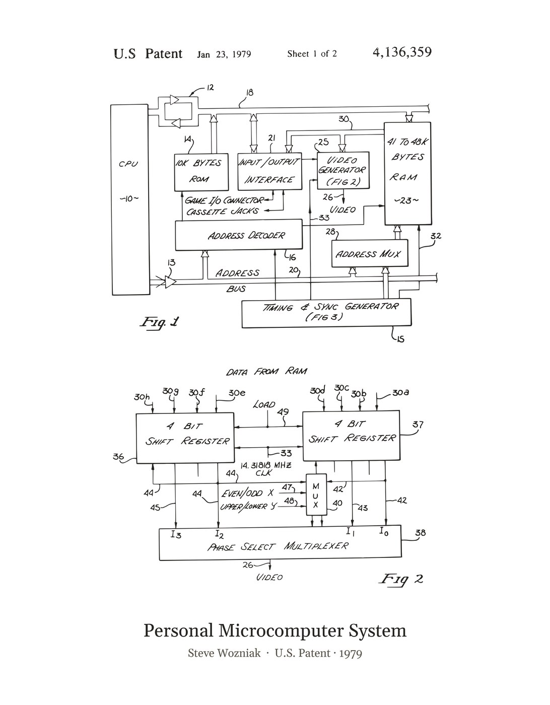 Personal Microcomputer System patent art print