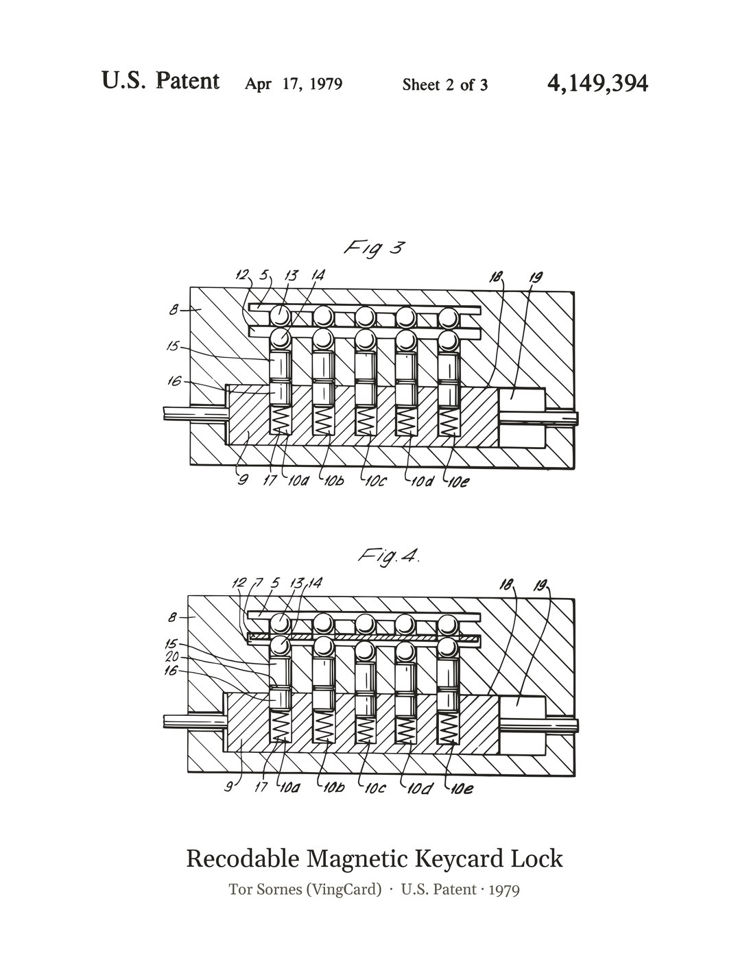 Recodable Magnetic Keycard Lock patent art print
