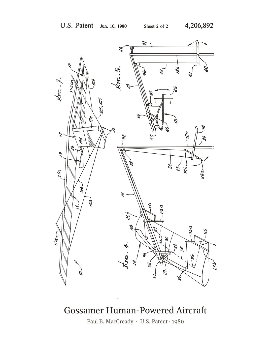 Gossamer Human-Powered Aircraft patent art print