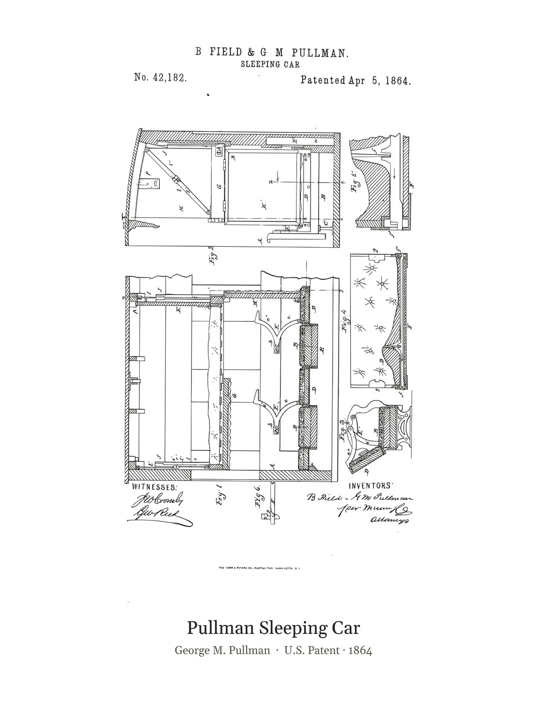 Pullman Sleeping Car patent art print