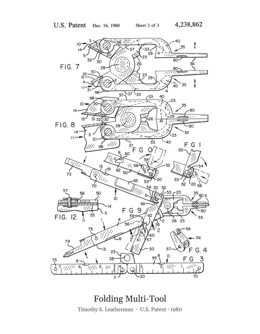 Folding Multi-Tool patent art print