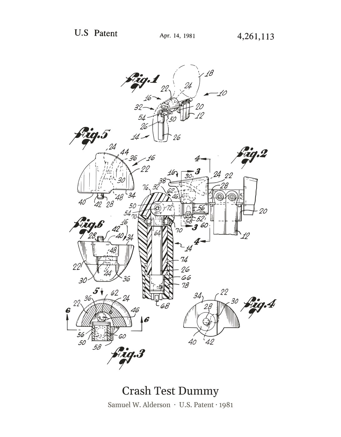Crash Test Dummy patent art print