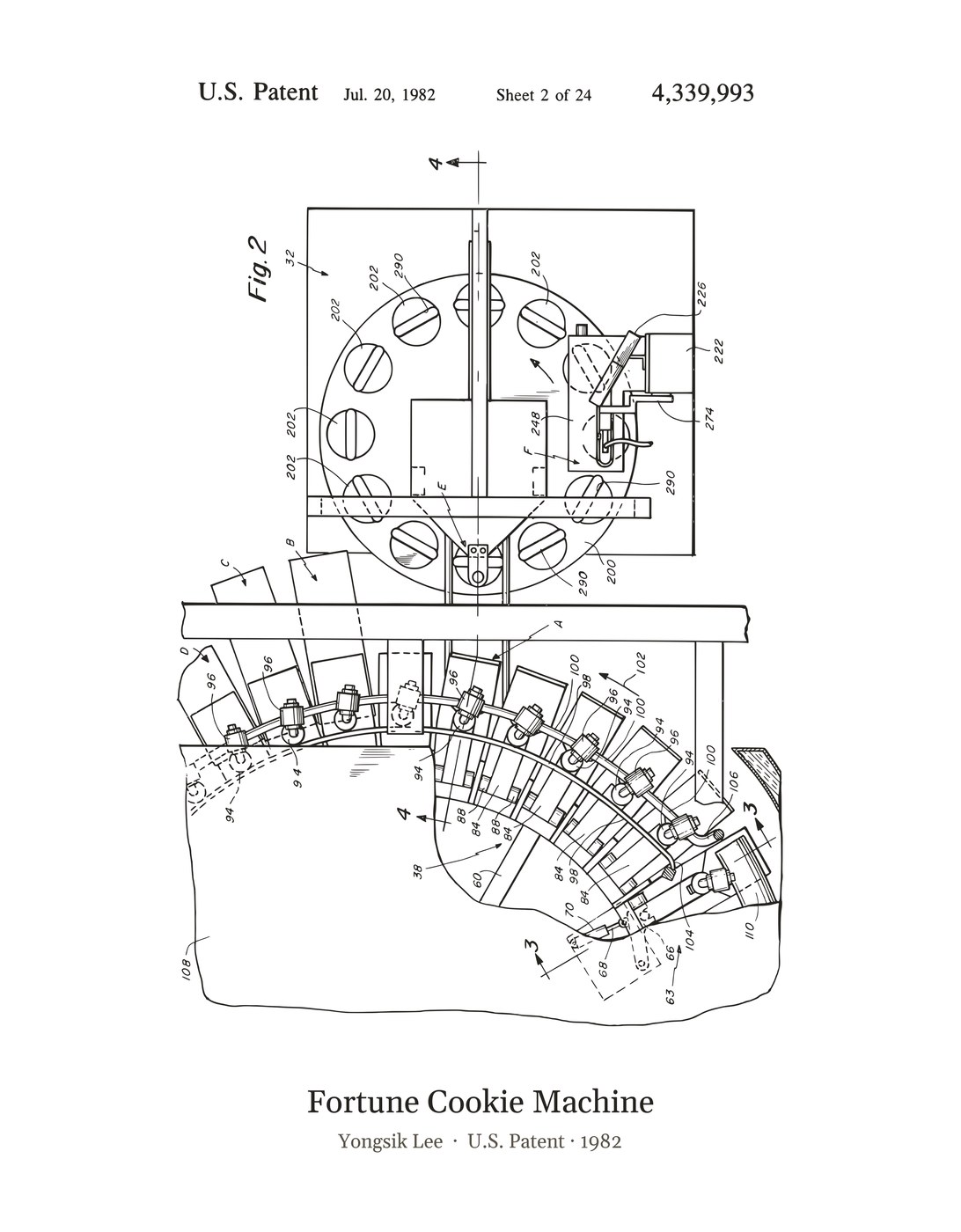 Fortune Cookie Machine patent art print