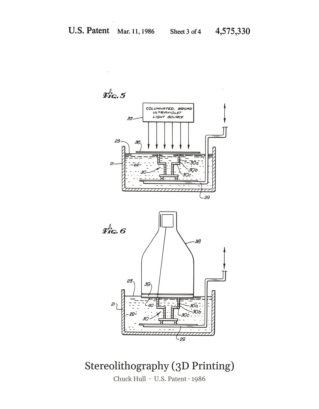 Stereolithography (3D Printing) patent art print