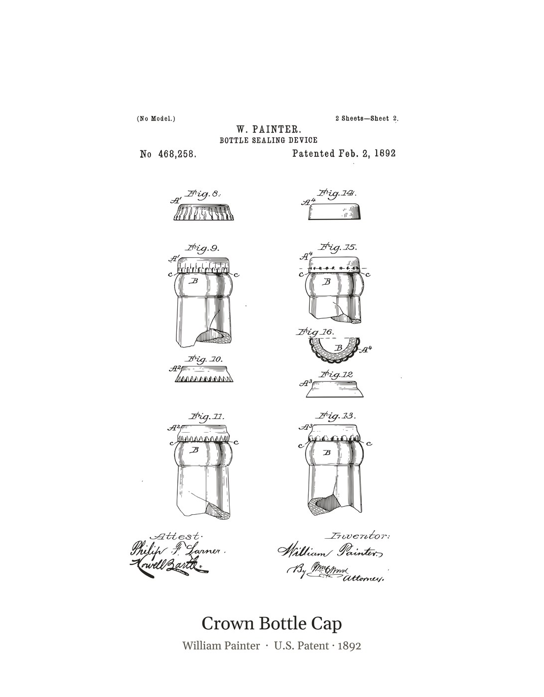 Crown Bottle Cap patent art print