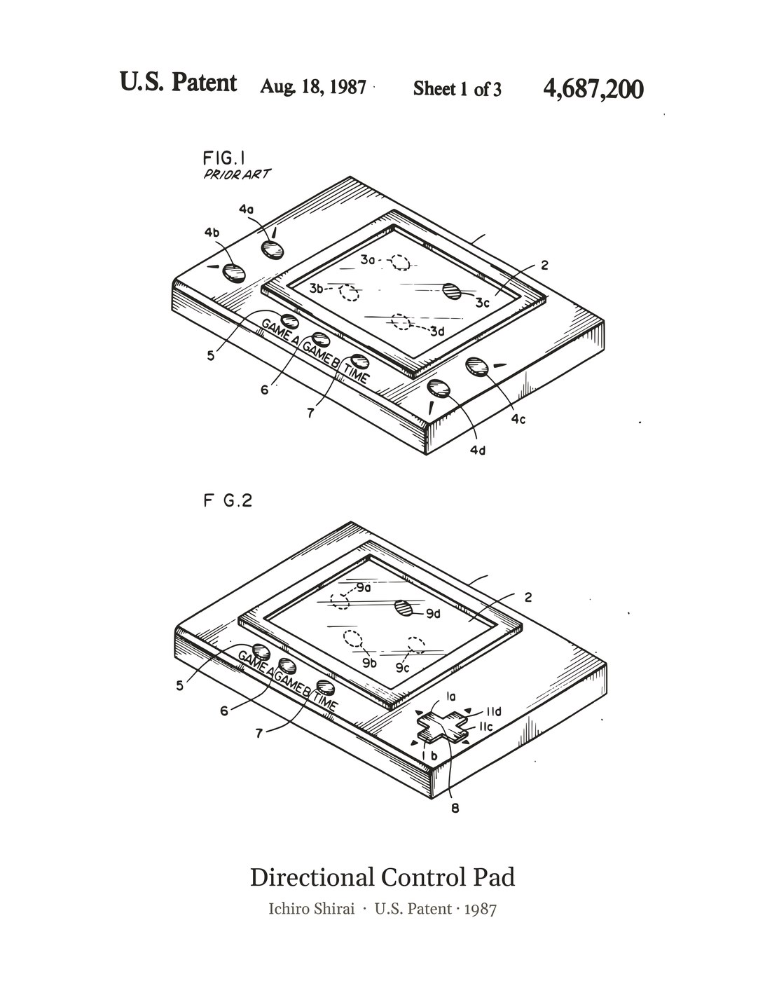 Directional Control Pad patent art print