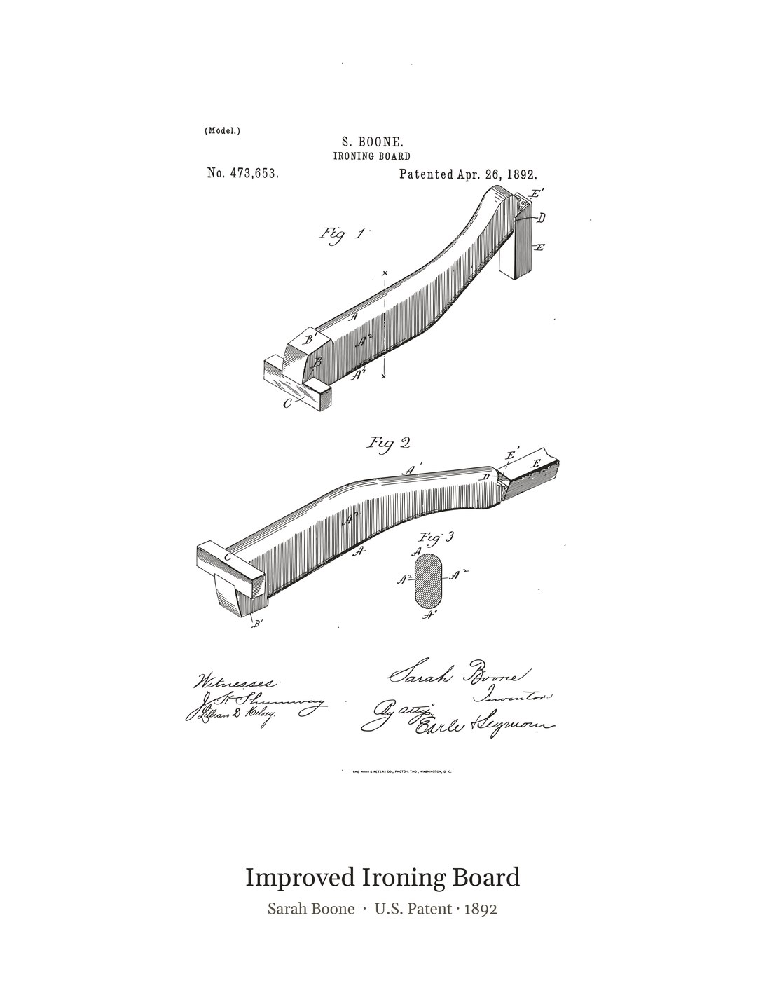 Improved Ironing Board patent art print