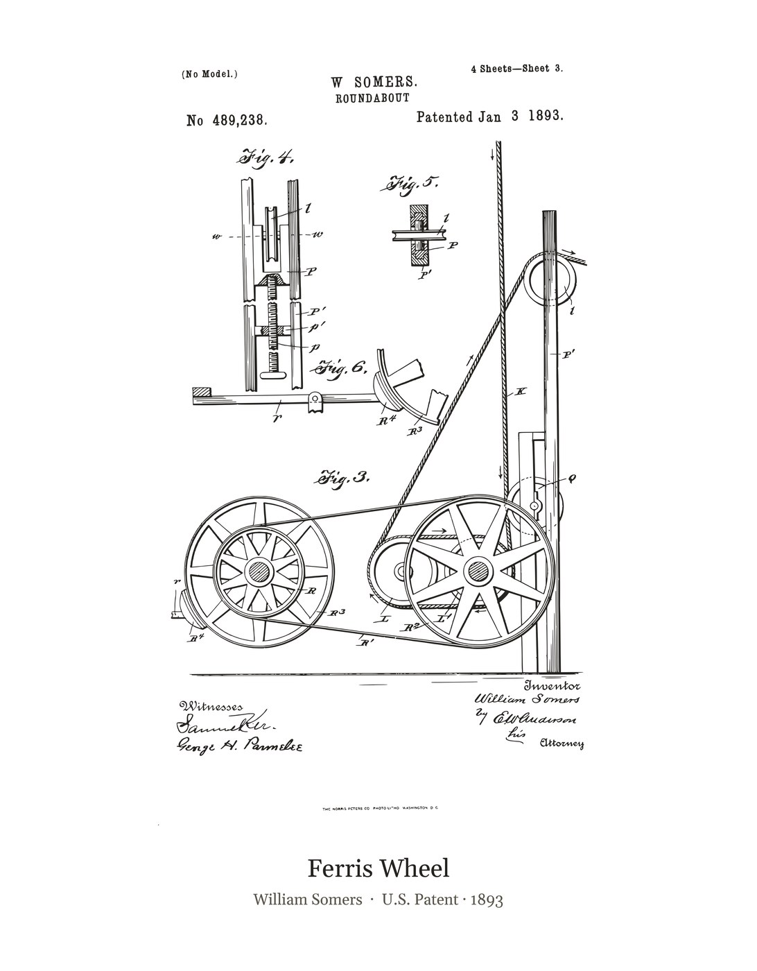 Ferris Wheel patent art print