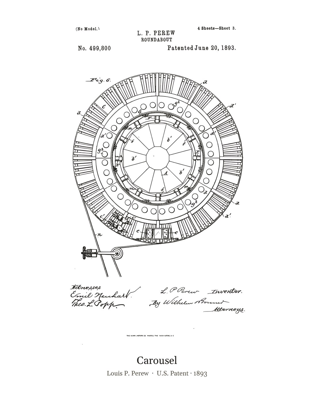Carousel patent art print