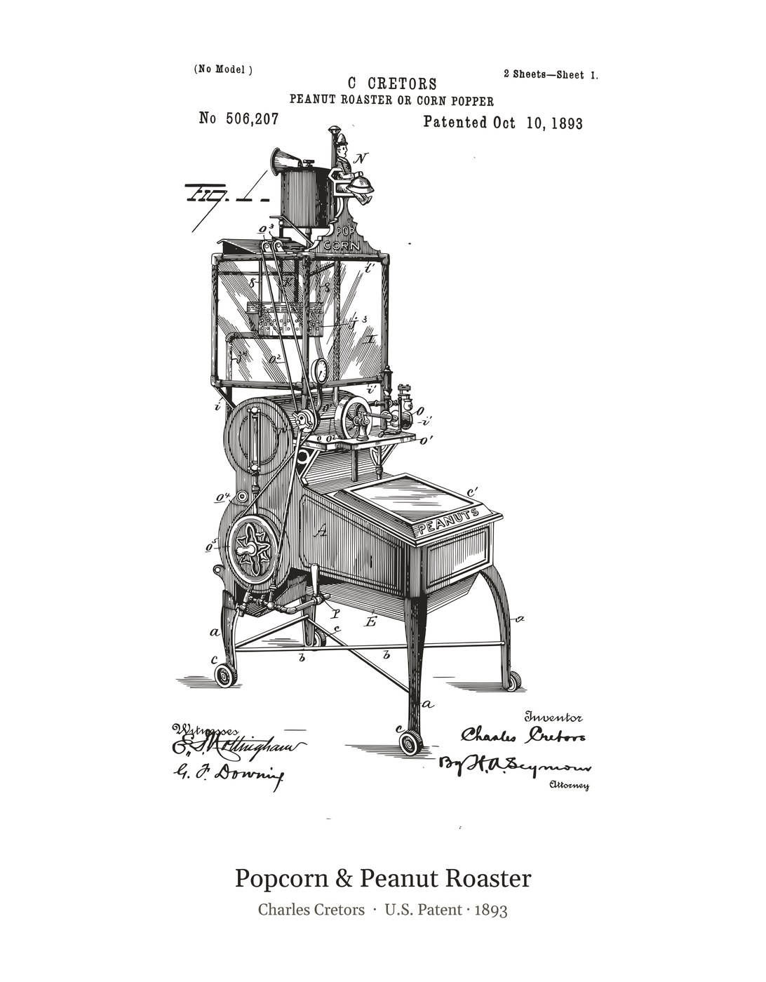 Popcorn & Peanut Roaster patent art print