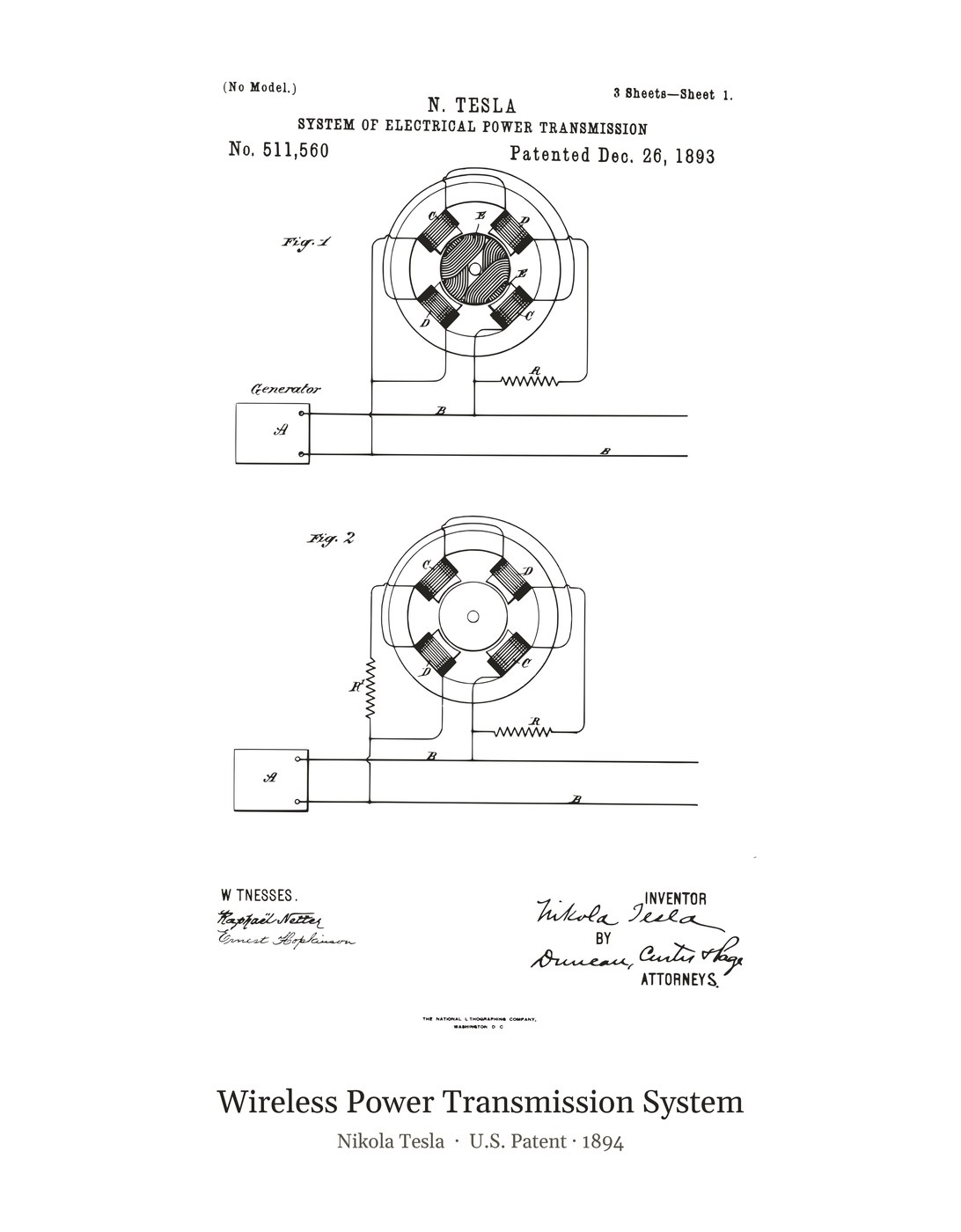 Wireless Power Transmission System patent art print
