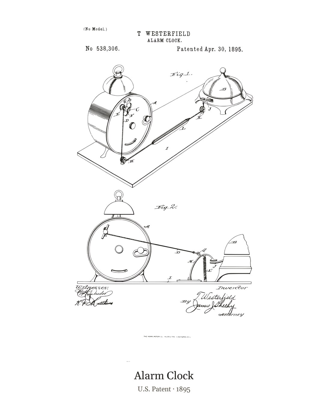 Alarm Clock patent art print