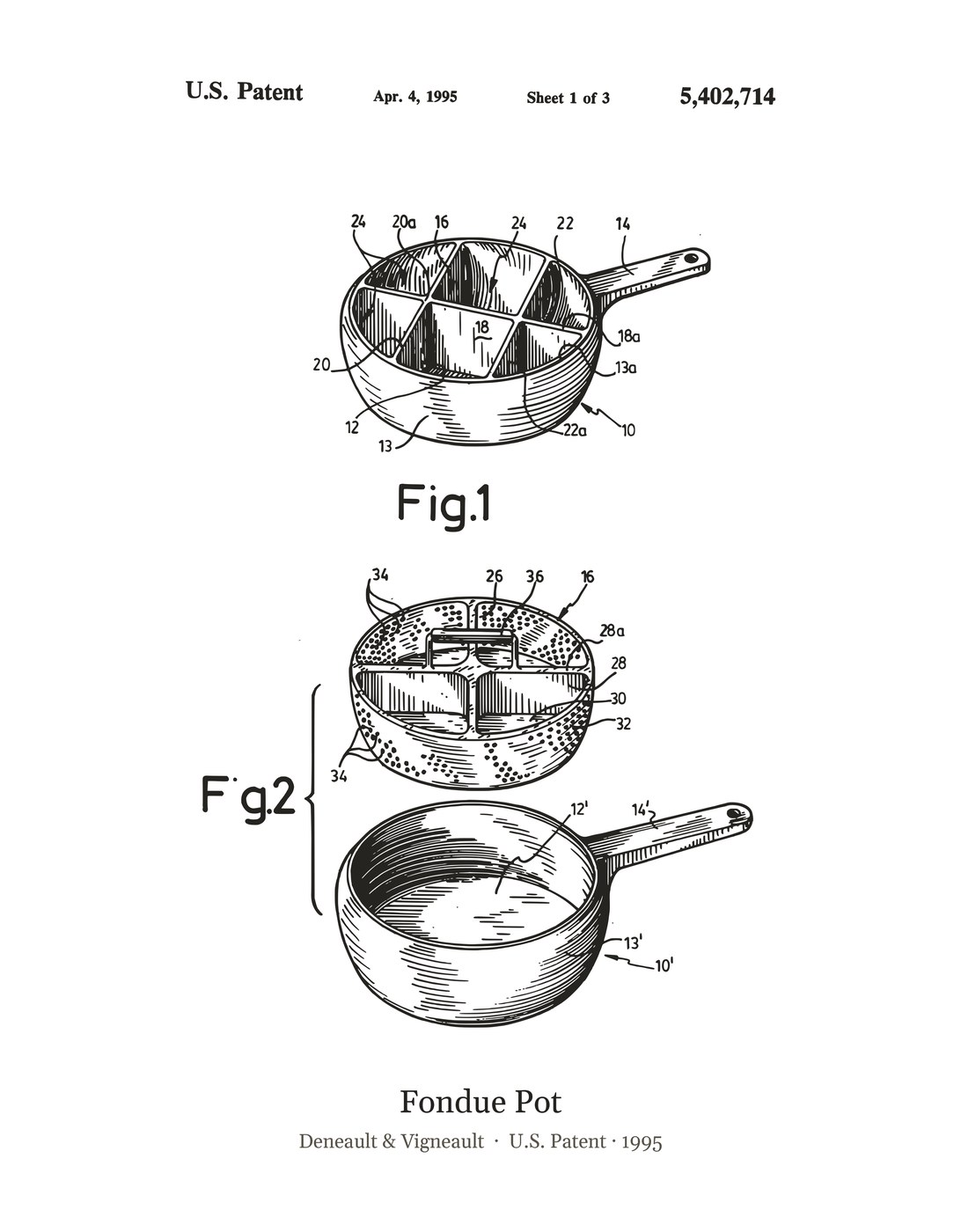 Fondue Pot patent art print