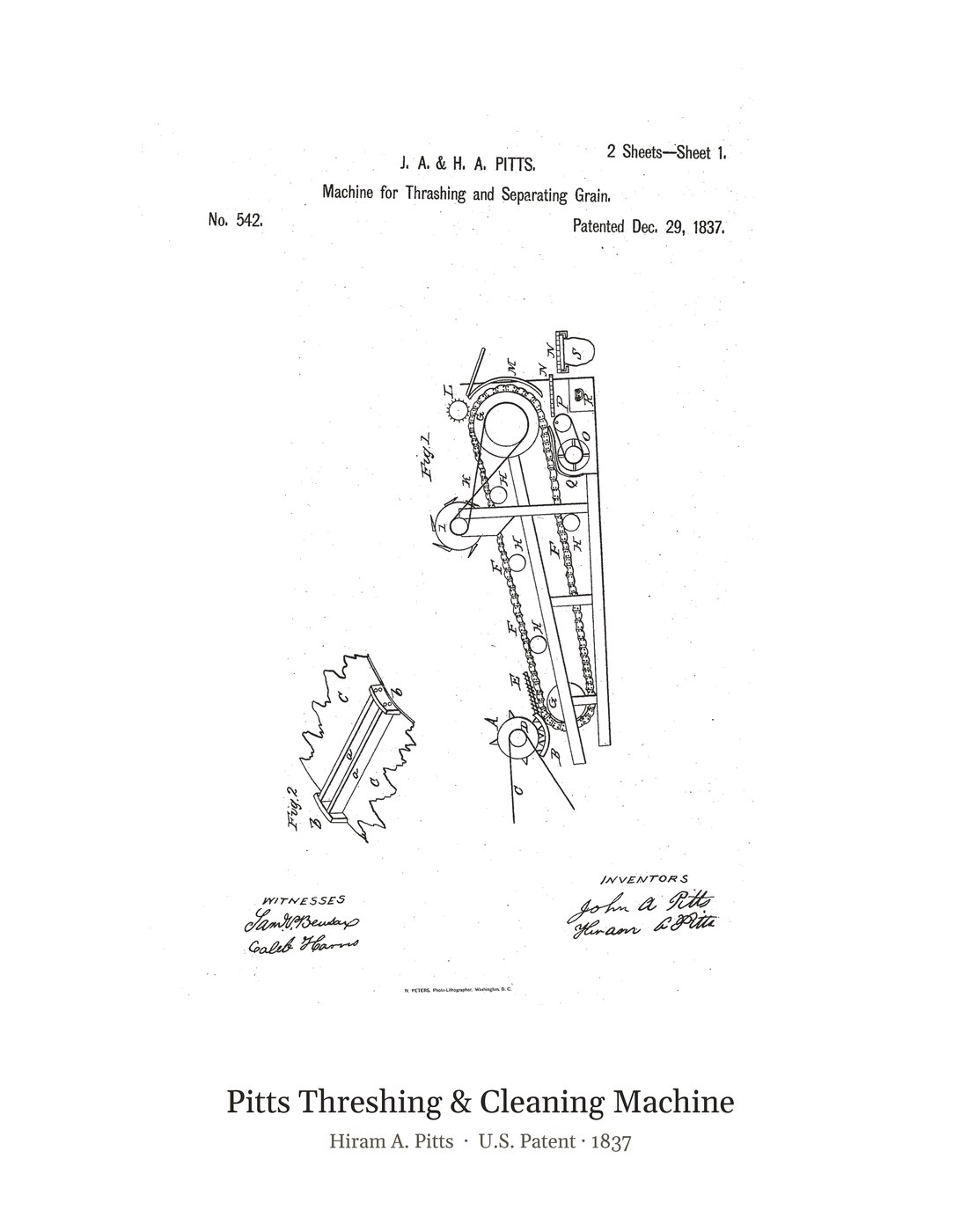 Pitts Threshing & Cleaning Machine patent art print
