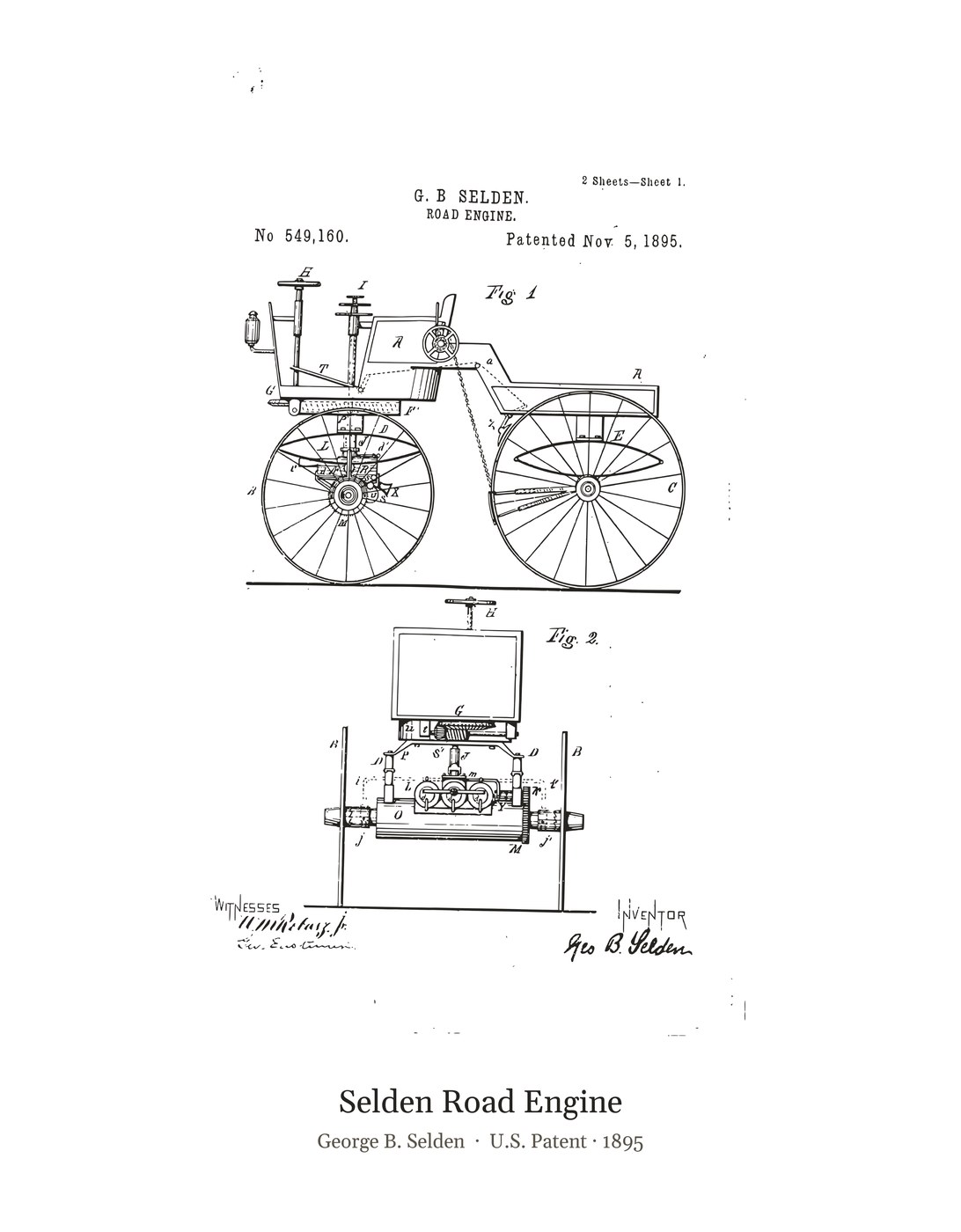 Selden Road Engine patent art print