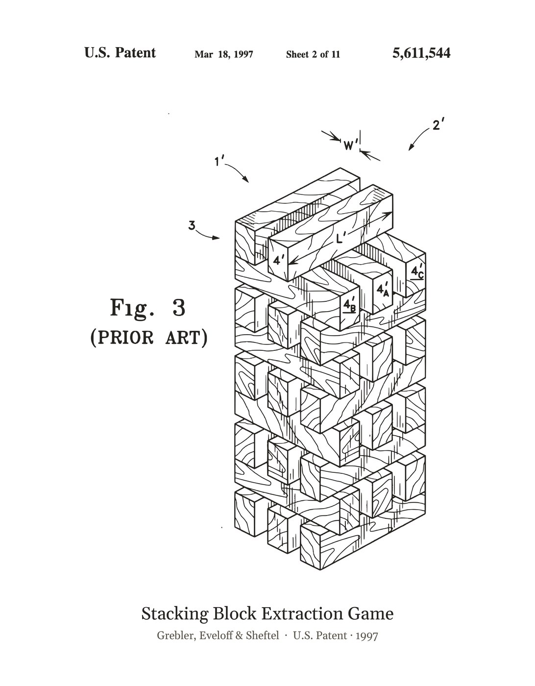 Stacking Block Extraction Game patent art print