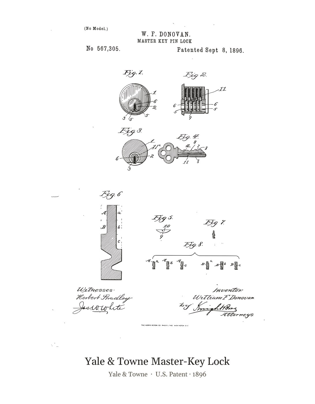 Yale & Towne Master-Key Lock patent art print
