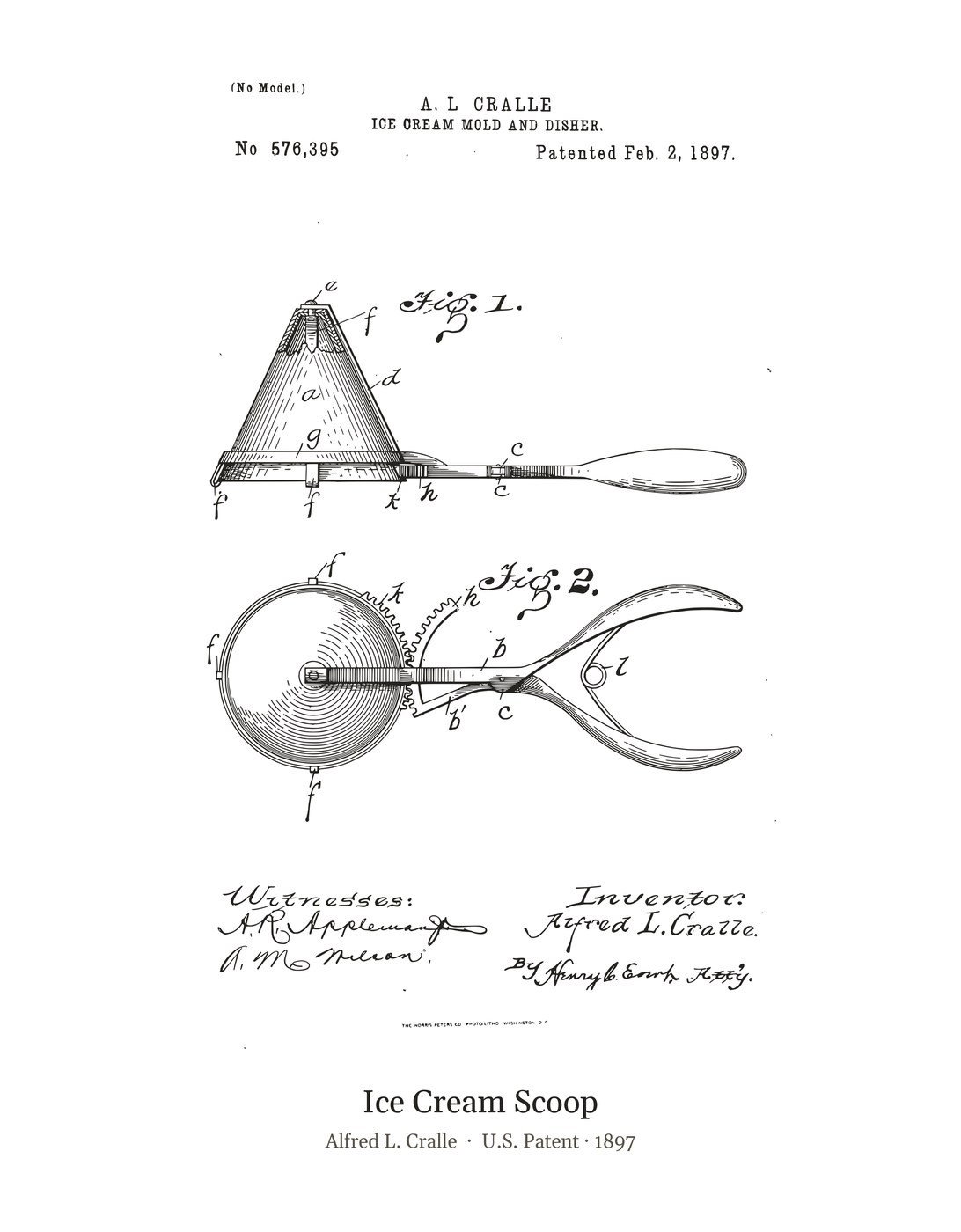 Ice Cream Scoop patent art print