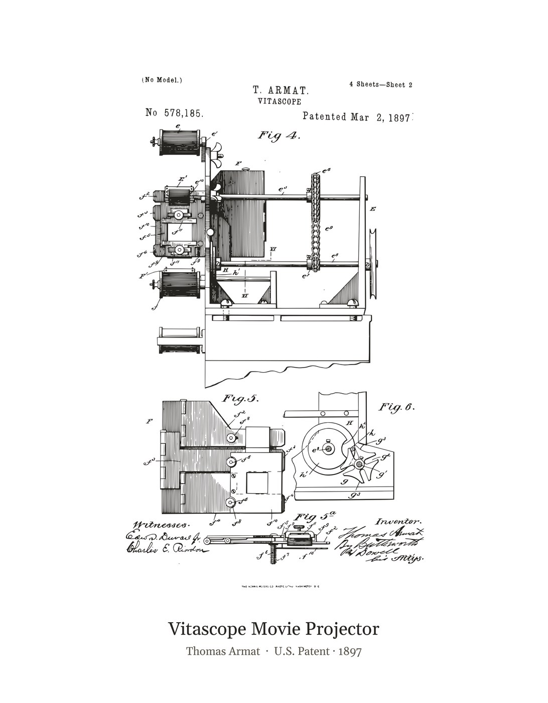 Vitascope Movie Projector patent art print