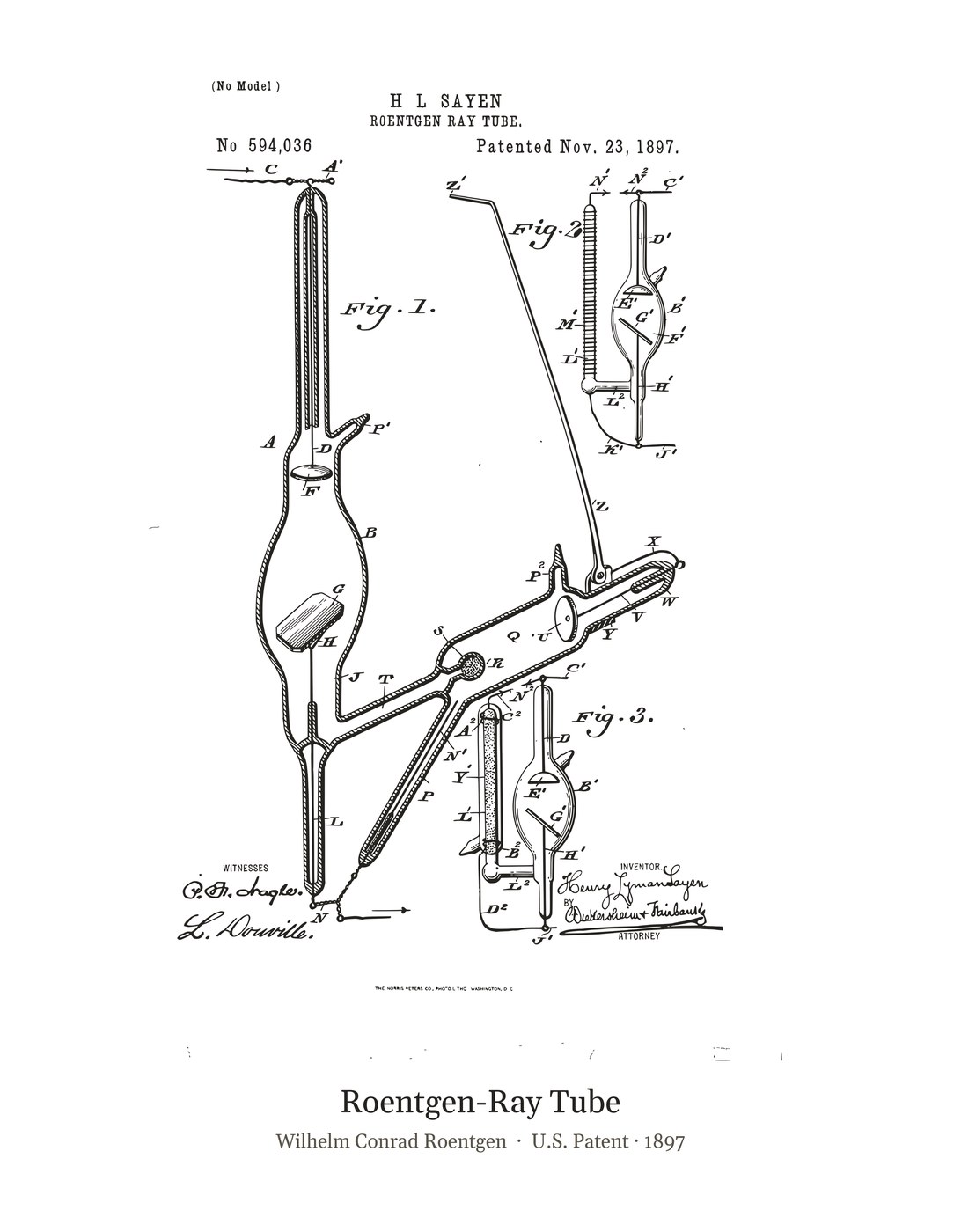 Roentgen-Ray Tube patent art print