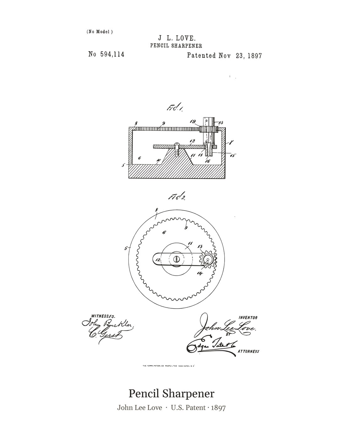 Pencil Sharpener patent art print