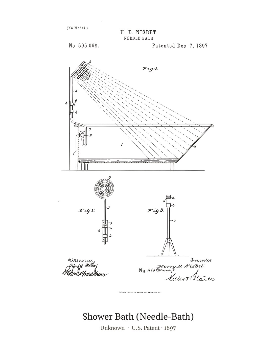 Shower Bath (Needle-Bath) patent art print
