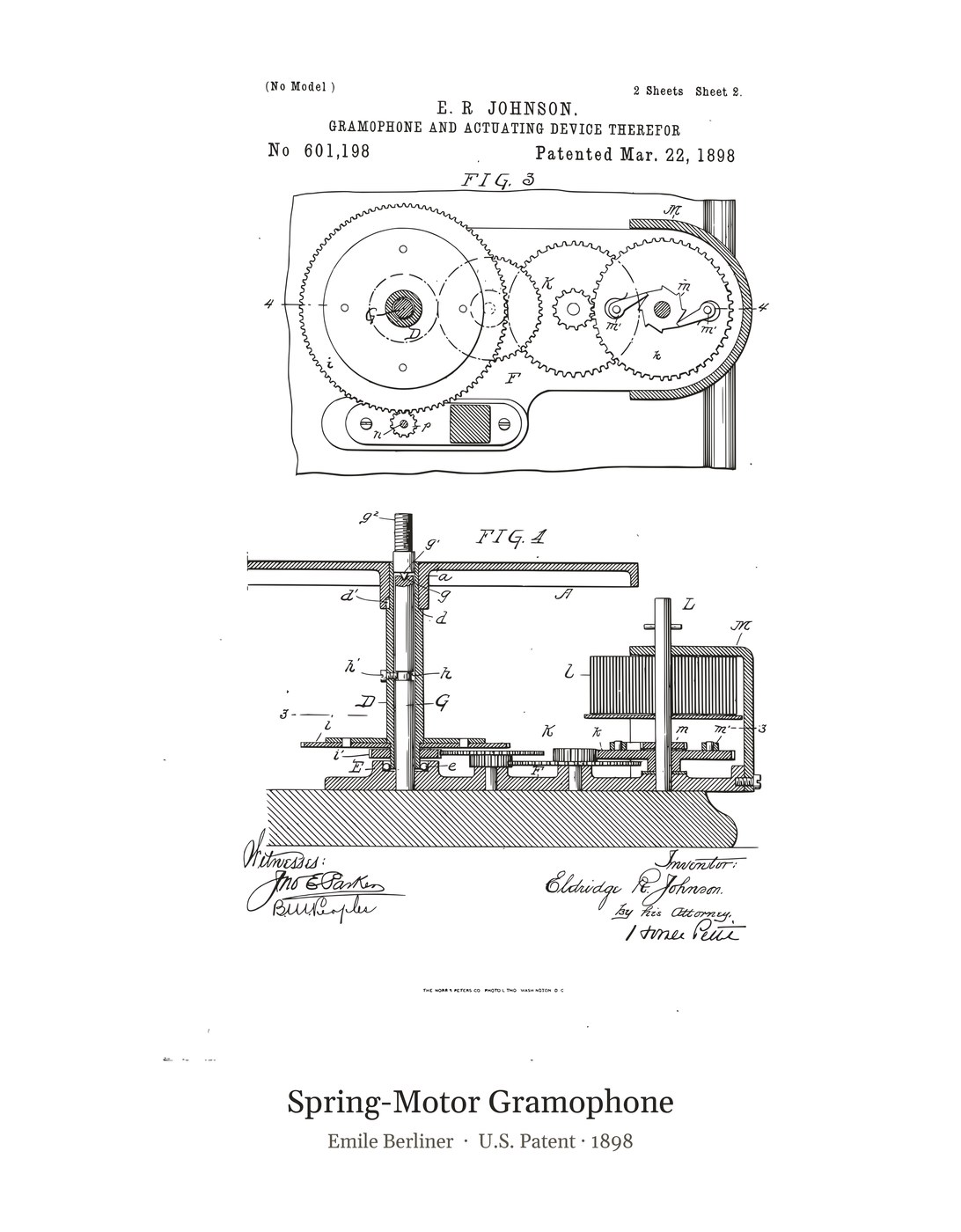 Spring-Motor Gramophone patent art print