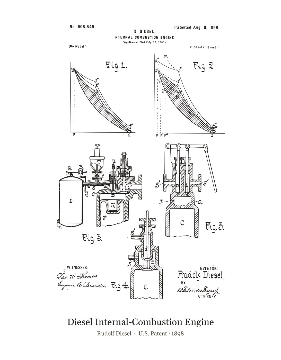 Diesel Internal-Combustion Engine patent art print