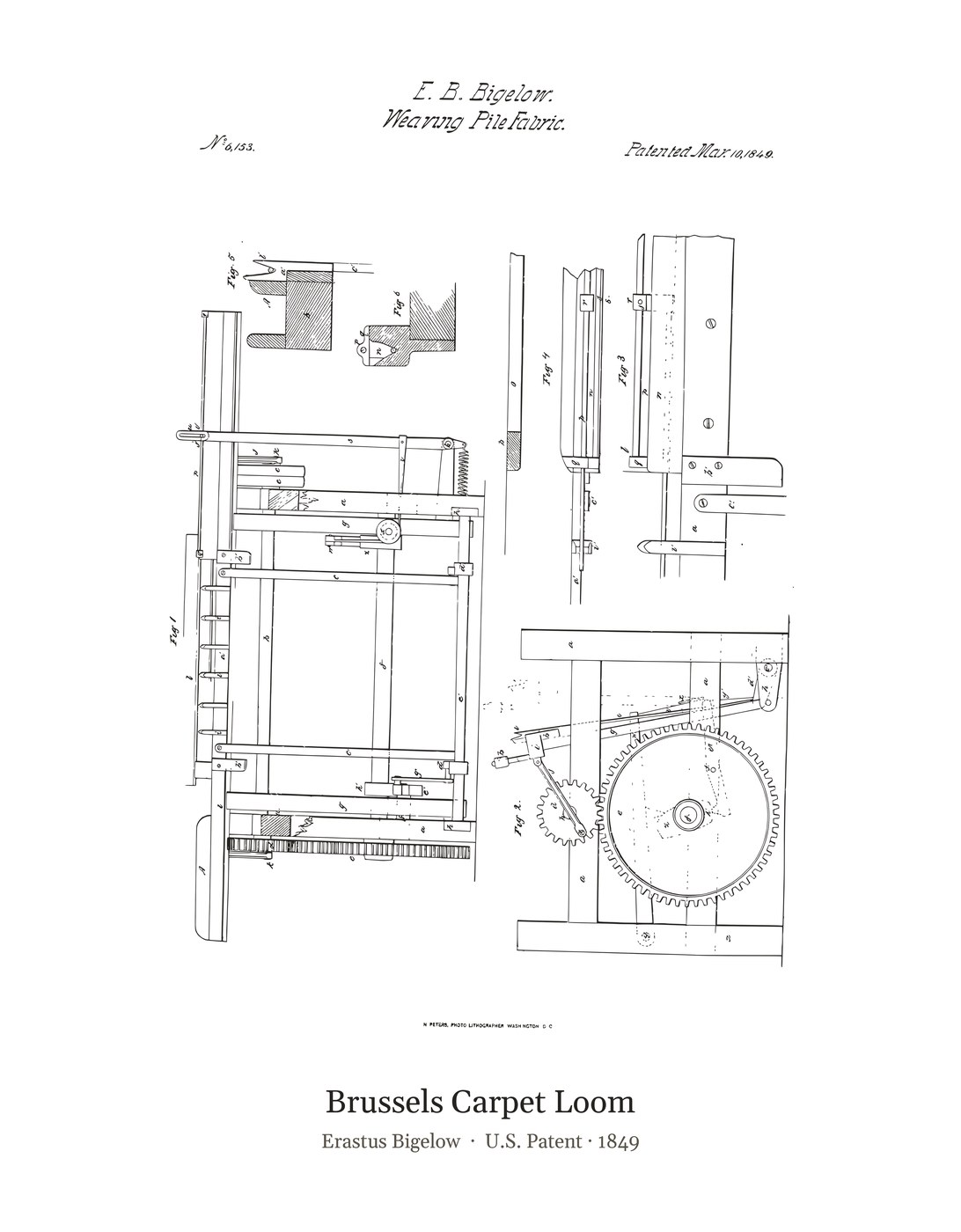 Brussels Carpet Loom patent art print