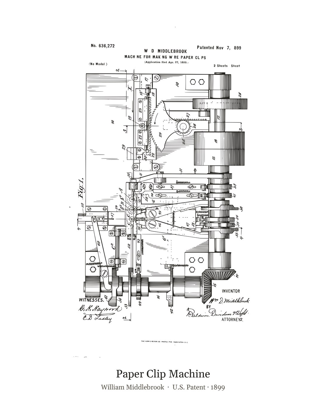 Paper Clip Machine patent art print
