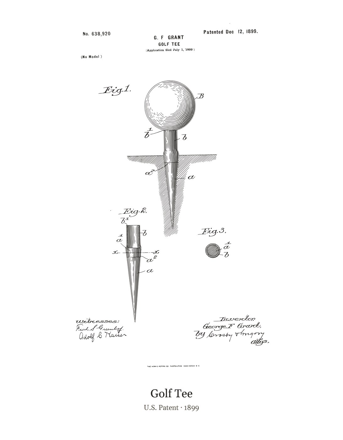 Golf Tee patent art print