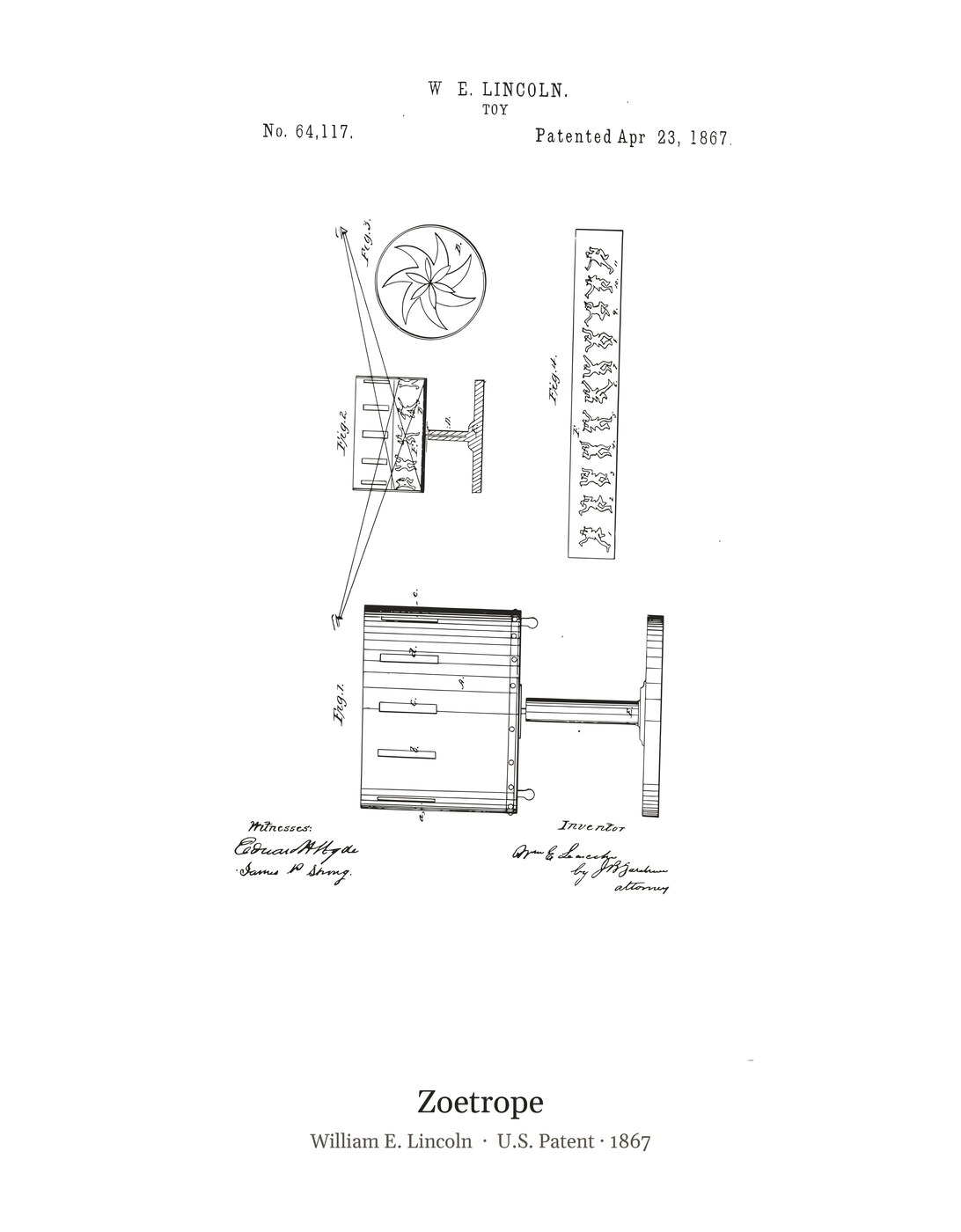 Zoetrope patent art print