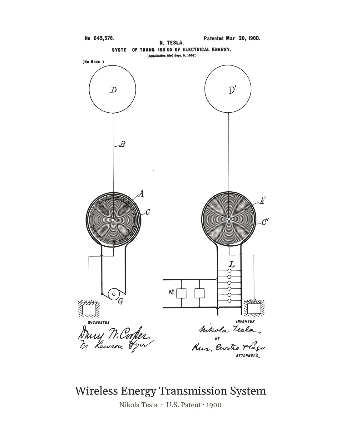 Wireless Energy Transmission System patent art print