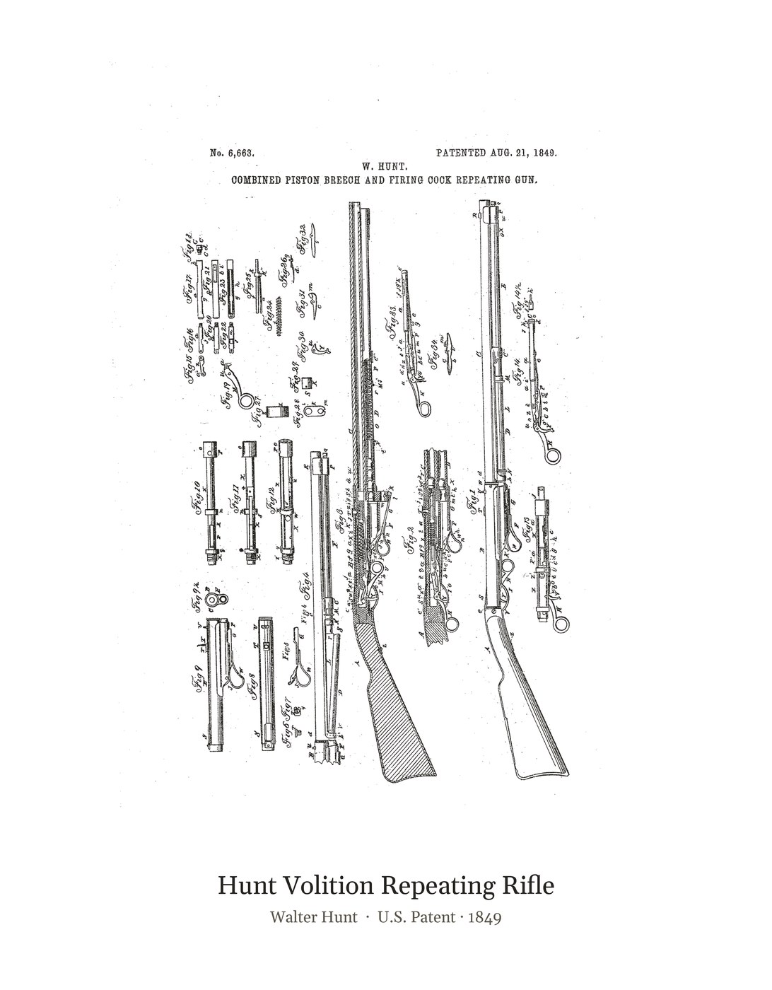 Hunt Volition Repeating Rifle patent art print