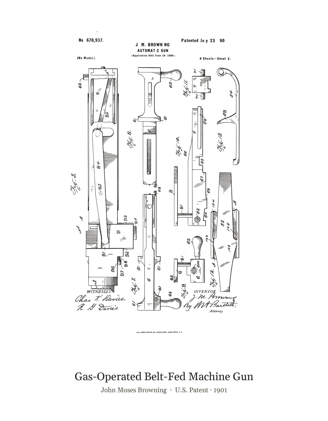 Gas-Operated Belt-Fed Machine Gun patent art print