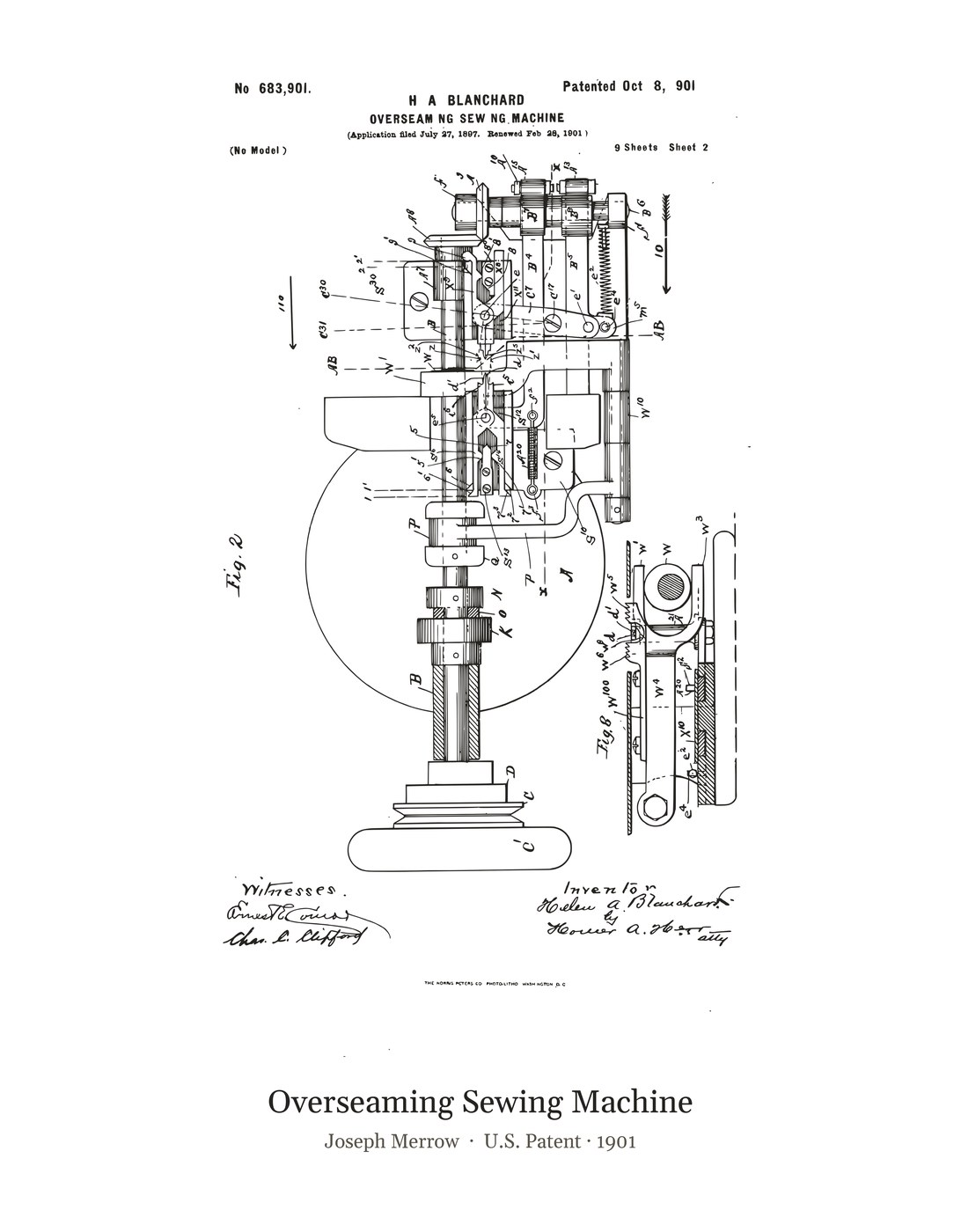 Overseaming Sewing Machine patent art print