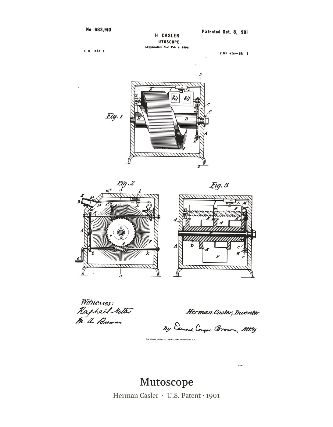 Mutoscope patent art print