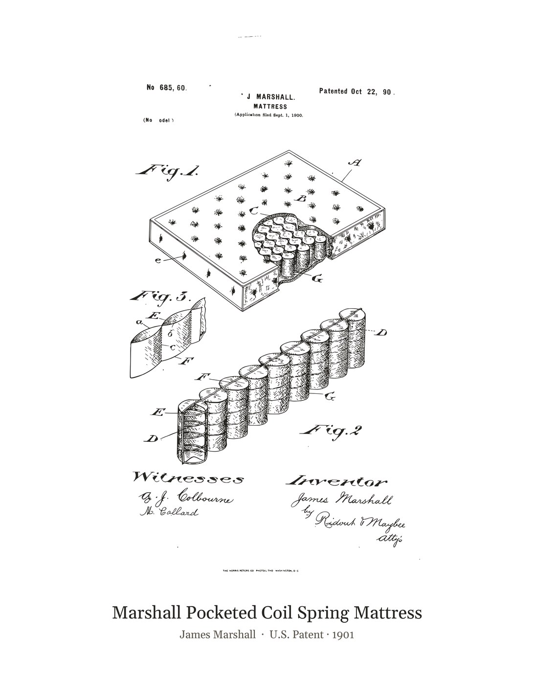 Marshall Pocketed Coil Spring Mattress patent art print