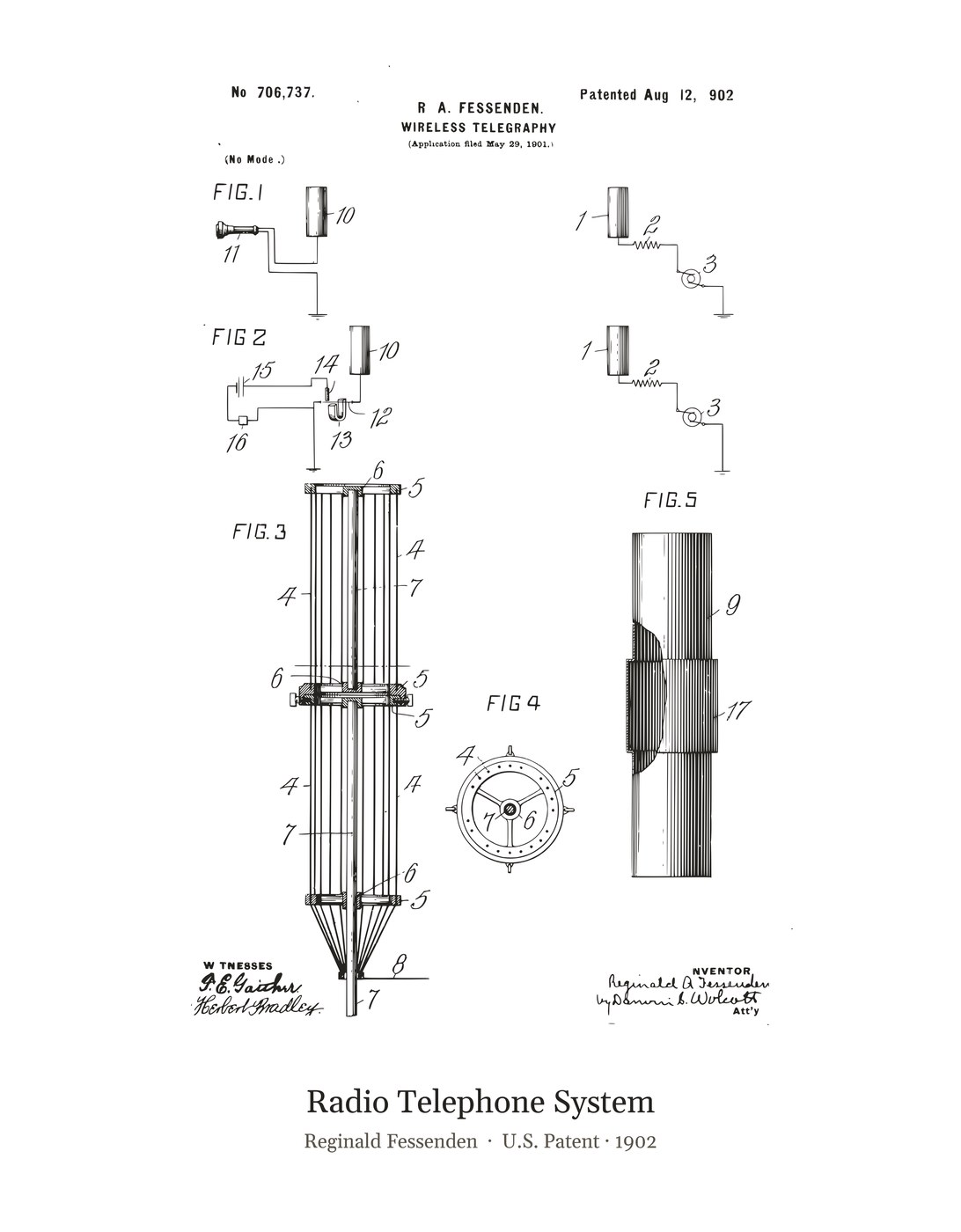 Radio Telephone System patent art print