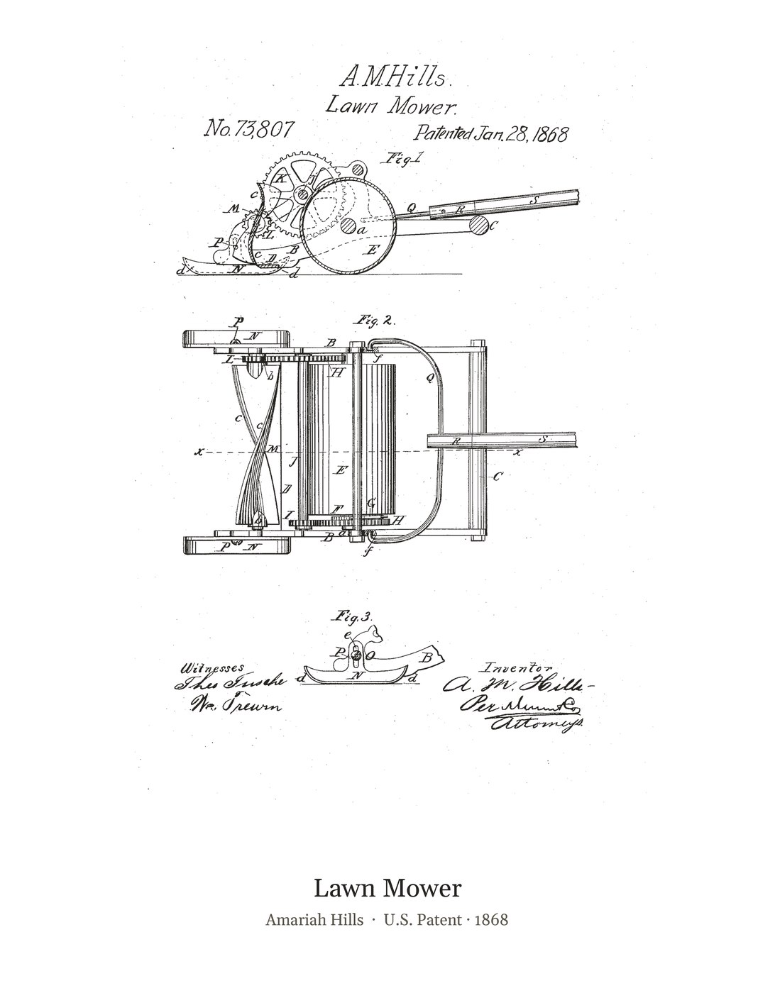 Lawn Mower patent art print