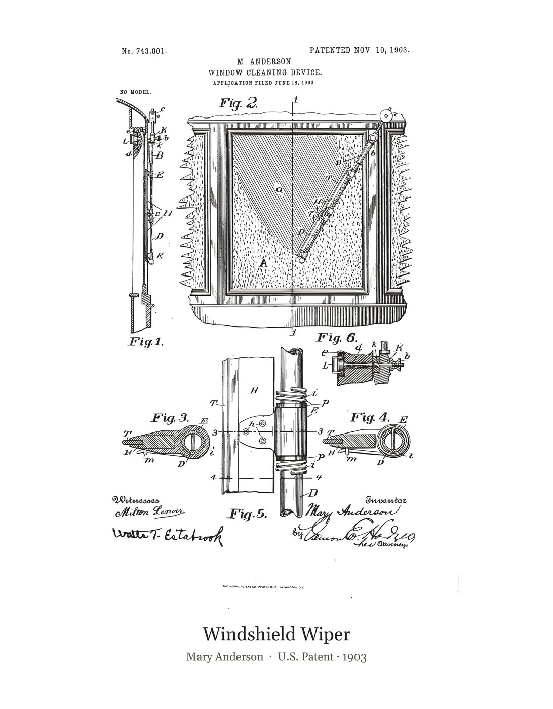 Windshield Wiper patent art print