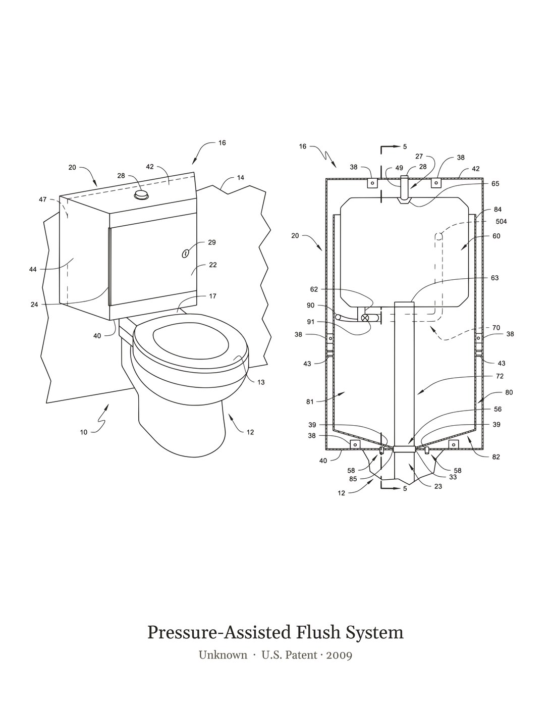 Pressure-Assisted Flush System patent art print