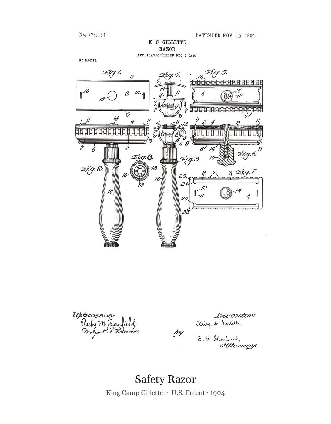 Safety Razor patent art print