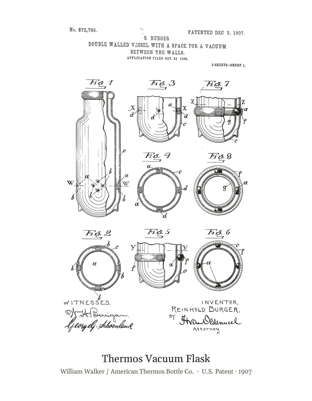 Thermos Vacuum Flask patent art print