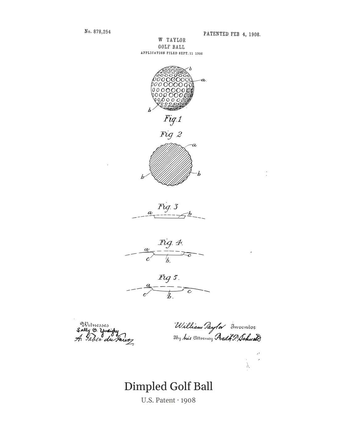 Dimpled Golf Ball patent art print