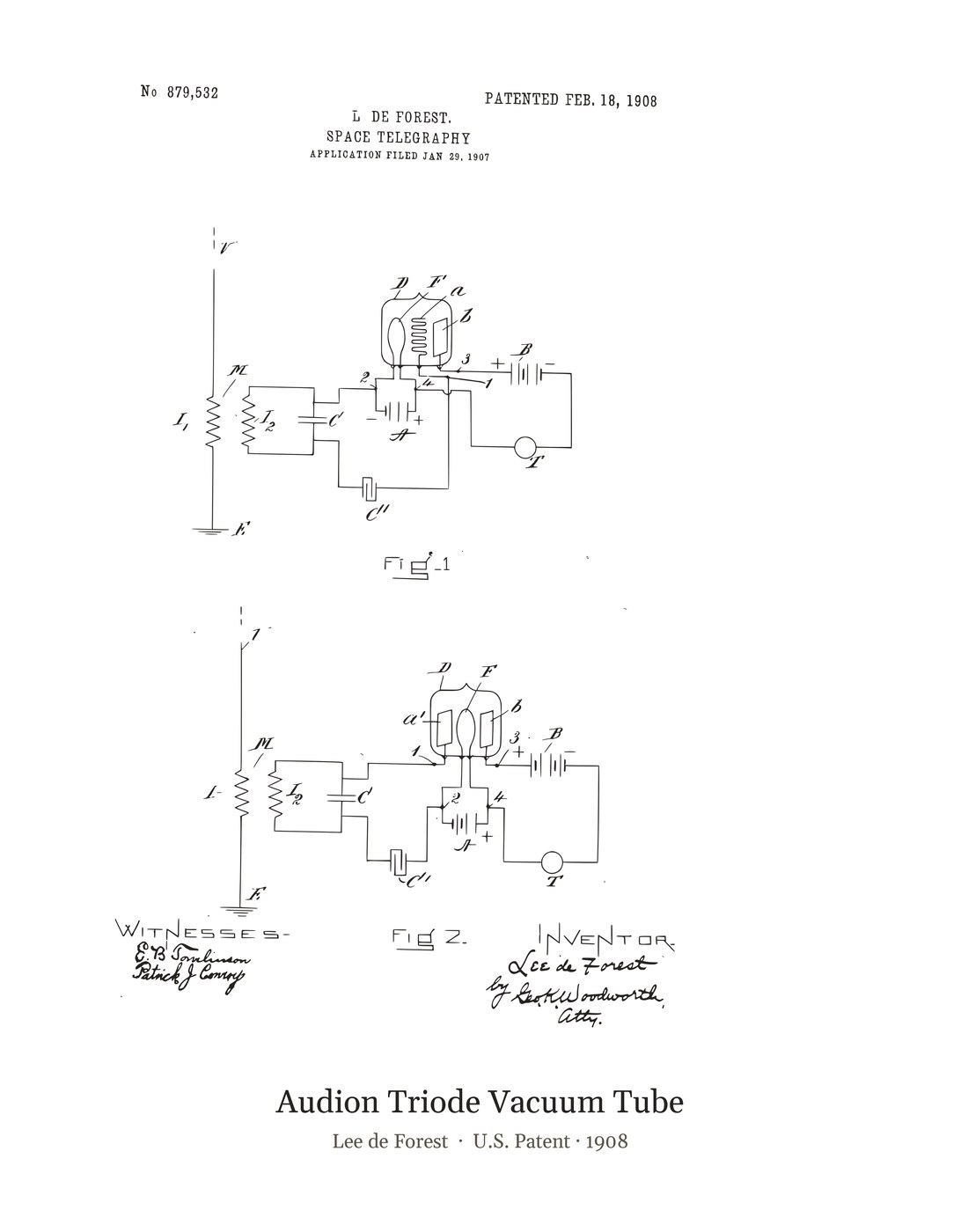 Audion Triode Vacuum Tube patent art print
