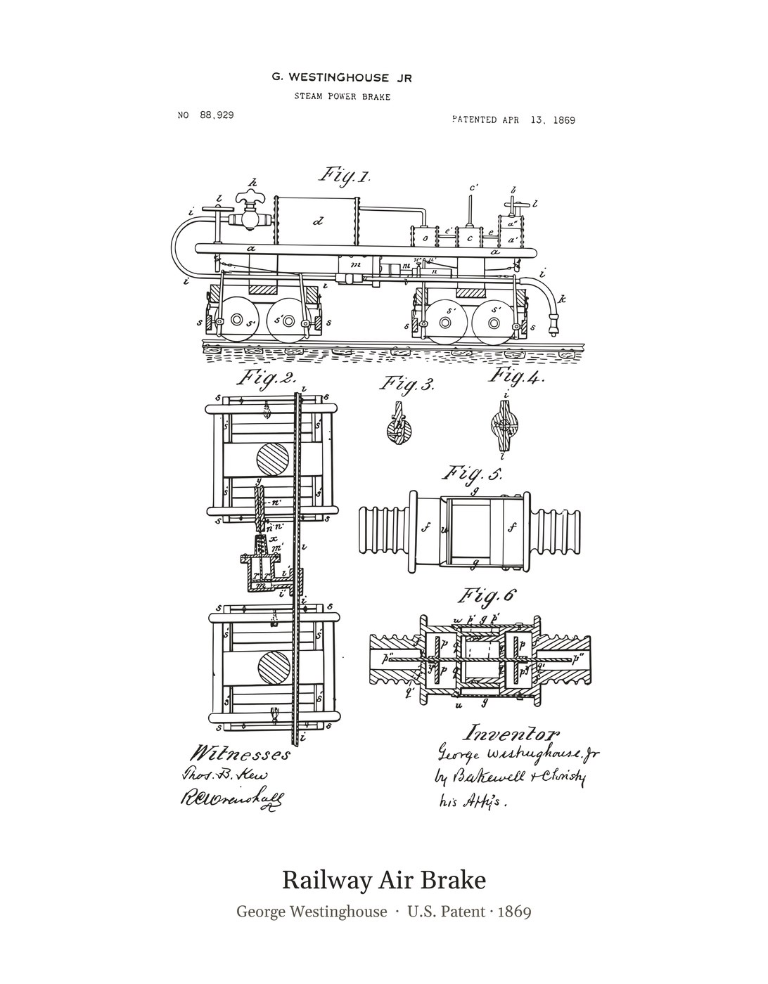 Railway Air Brake patent art print