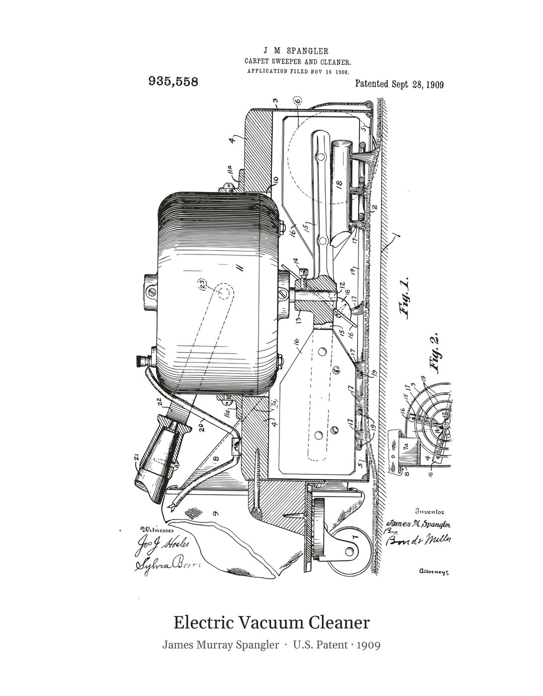 Electric Vacuum Cleaner patent art print