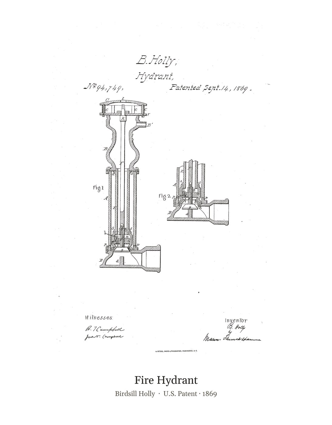 Fire Hydrant patent art print